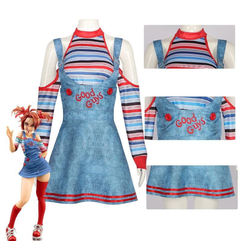 Sweet Dada Circus Clown Costume Halloween Cosplay Horror Doll Maid Dress Revival Set