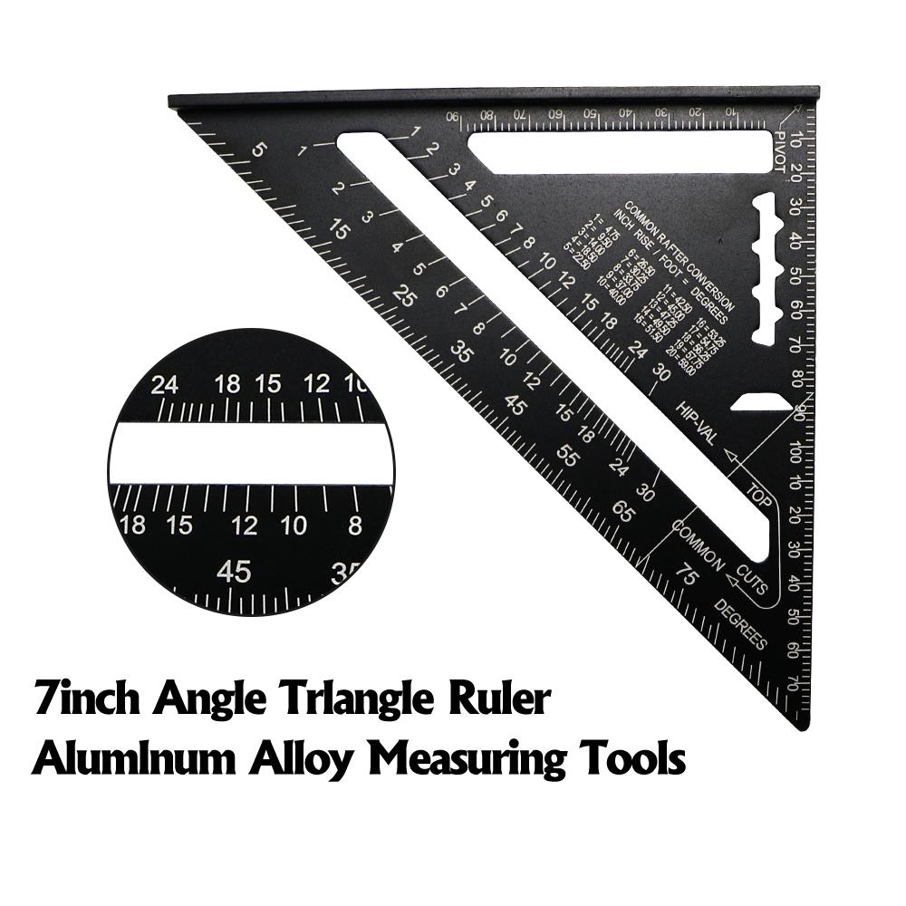 Triangle Ruler 7inch 90 Degree Aluminum Alloy Angle Protractor Metric Square for Building Framing Tools Gauges