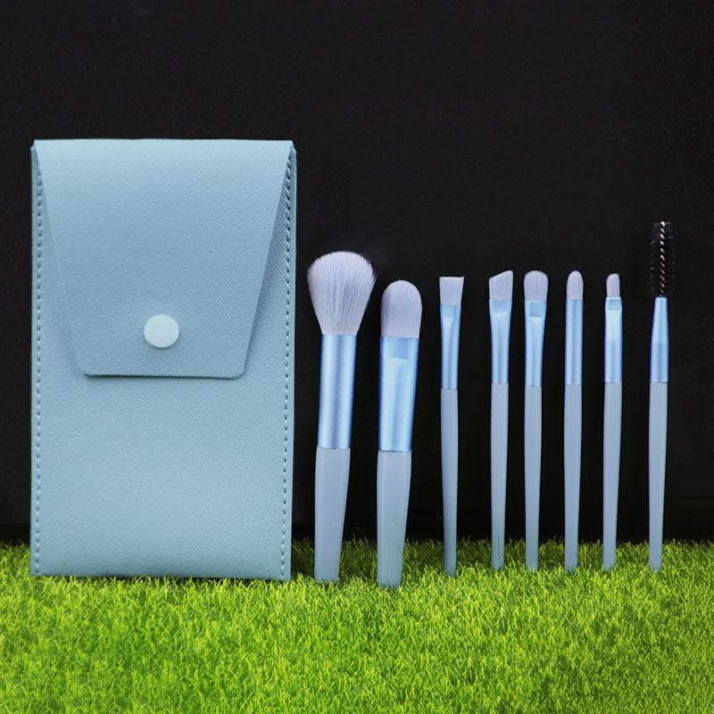 

Набір пензликів для тіней для повік Сумка для пензликів для макіяжу Інструменти для краси Пензлик для губ Міні-вісім пензликів для макіяжу Повний набір синій