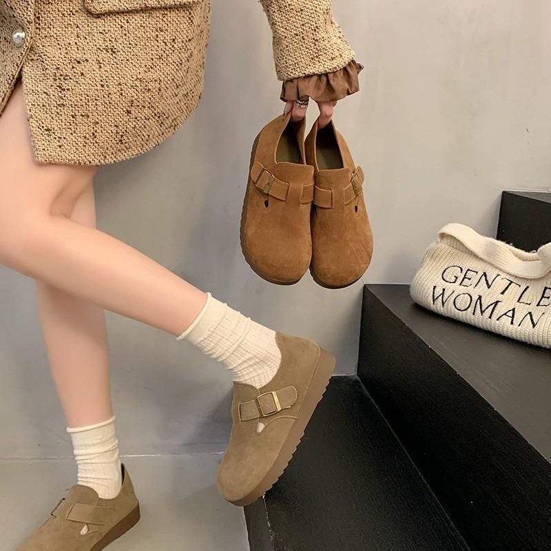 Thick-soled Autumn and Winter New Fashionable Lazy Shoes with Velvet To Keep Warm, One-pedal Rocking Shoes