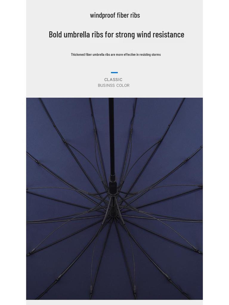 Luxurious Solid Wood Long Handle Umbrella - Men's Reinforced Extra Large Retro Wind & Storm-Proof Dual-Use Umbrella