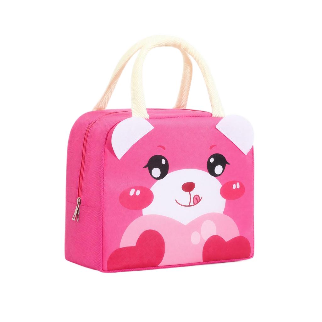 Oxford Cloth Cartoon Insulated Lunch Bag Portable Handheld Zipper Lunch Box for Kids and Adults Durable Lightweight Lunch Tote