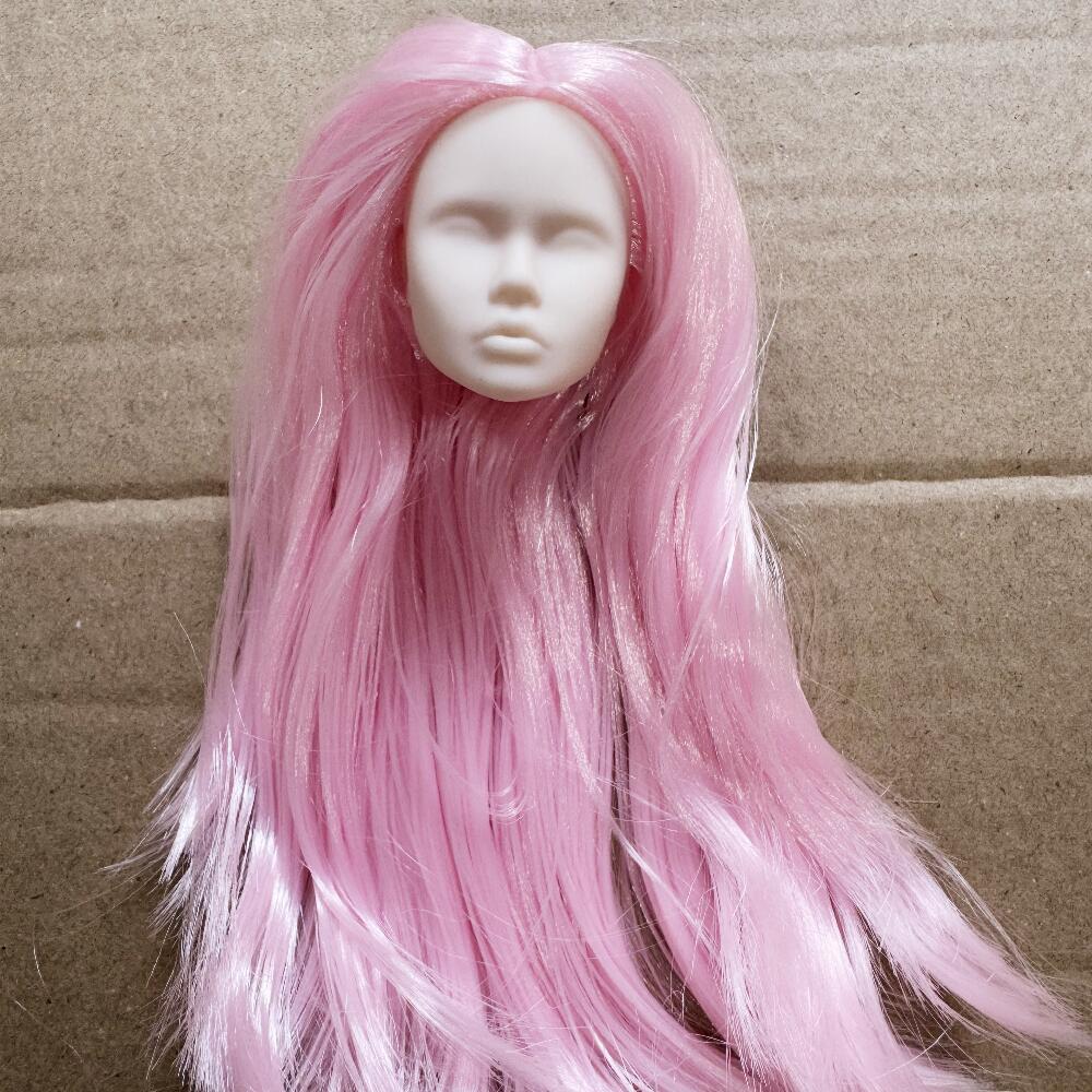 Vintage 1/6 Blank Face Doll Heads With Hair Fashion Doll Head Make Up Practice DIY Toy Parts Girls Birthday Gifts