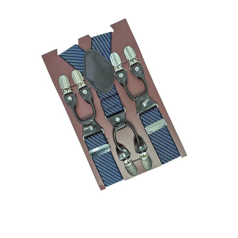 6 Clips Men'S Suspender Belt, Strap Thickened Elastic Belt, High-Quality Hardware Accessories