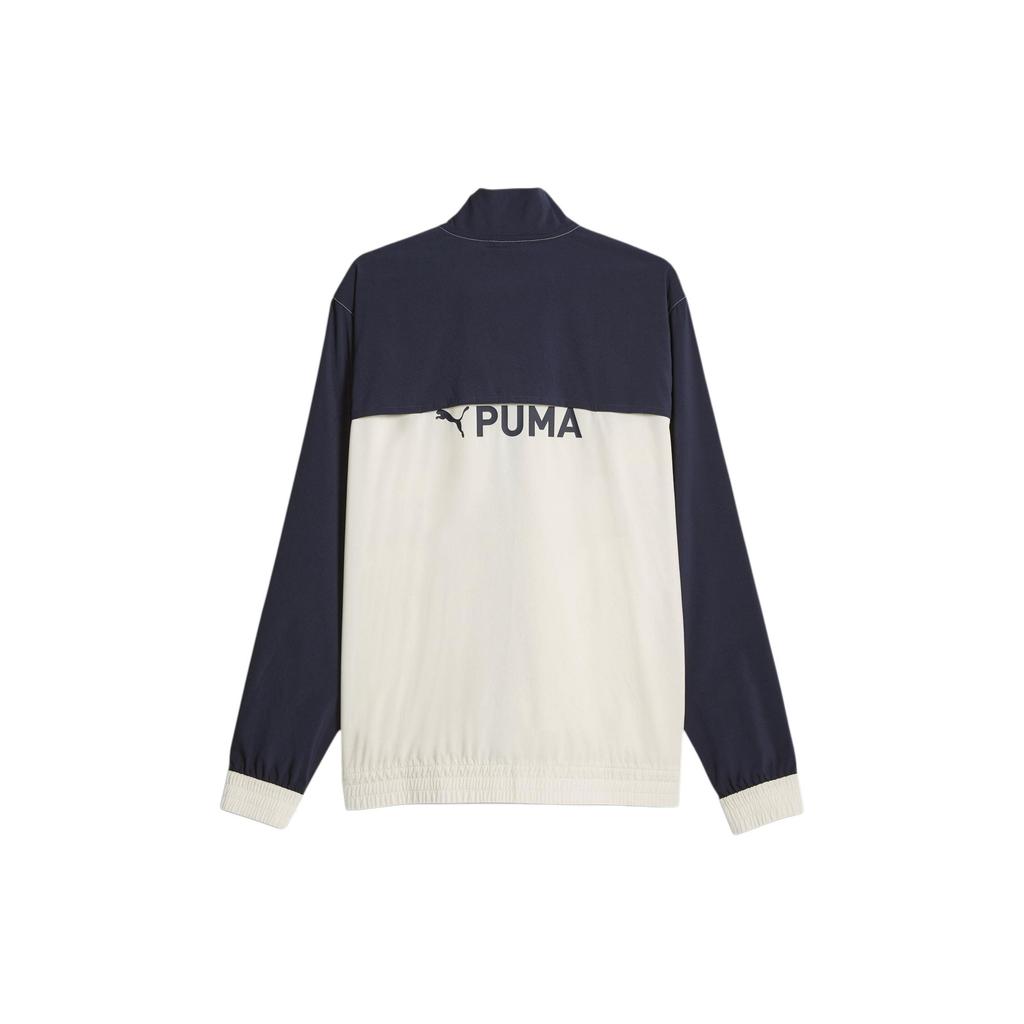 Puma Color Block Retro Sports Stand Collar Full Zip Woven Long Sleeve Jacket Men Jacket Off-White 523859-87