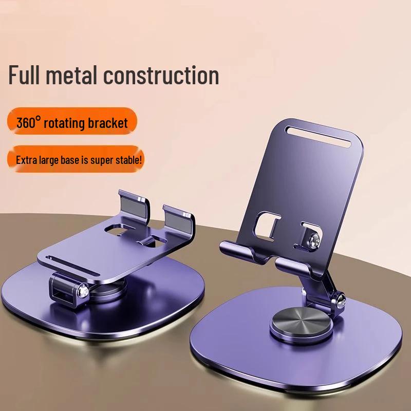 Adjustable Foldable Aluminum Phone & Tablet Holder - Rotating, Portable, and Ideal for Live Broadcasts