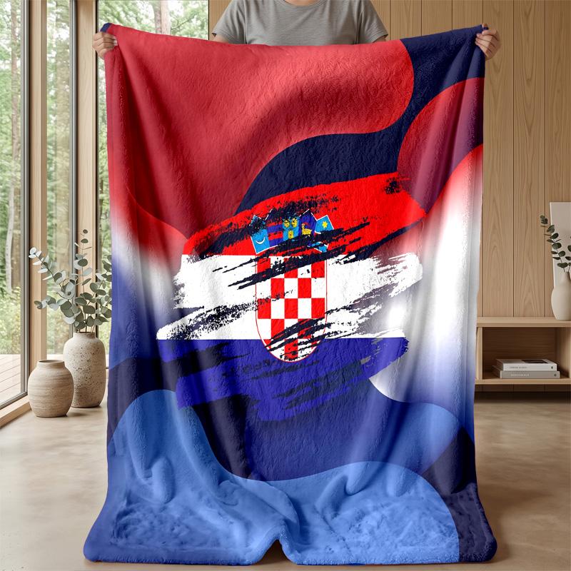 Kroatien Fußball Aufdruck Flanelldecke Hautfreundlich Warm Dekorativer Überwurf für Innen Couch Bett Tägliche Nutzung