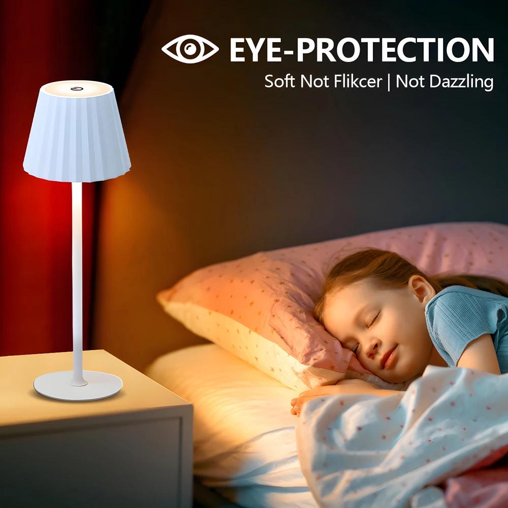 LED Rechargeable Desktop Table Lamp Wireless Touch Sensor Night Light Reading Lamp For Hotel Bar Restaurant Bedroom Decor Light