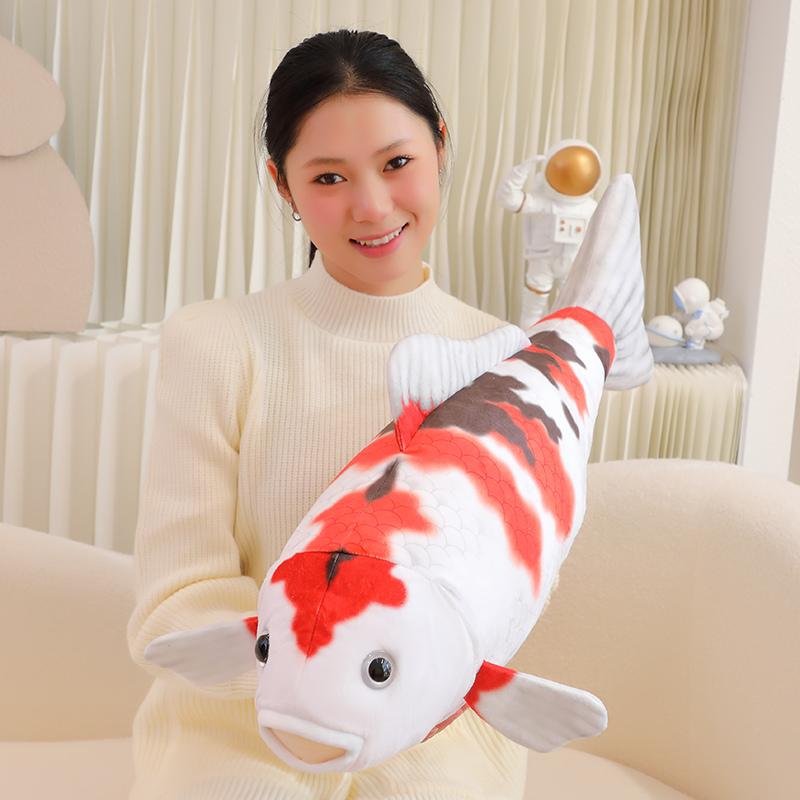 75cm Simulation Poisson Koi Peluche Douce Remplie Dessin Animé Carpe Oreiller Coussin Cadeau Pour Enfants Canapé Décoration Maison