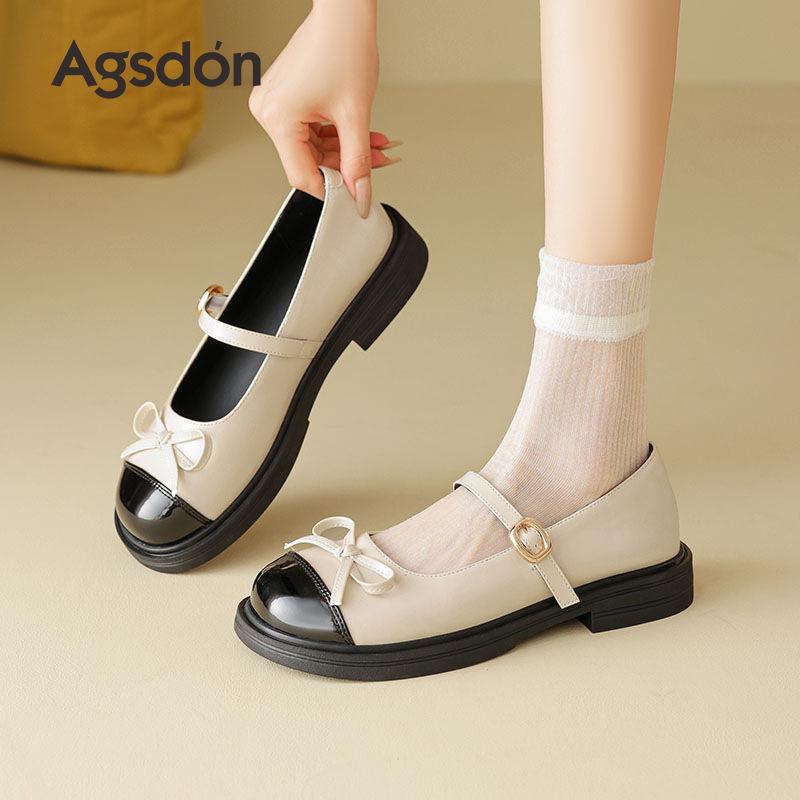 Augustine Mary Jane shoes women's 2025 new autumn French evening wind single shoes with skirt thick heel small leather shoes
