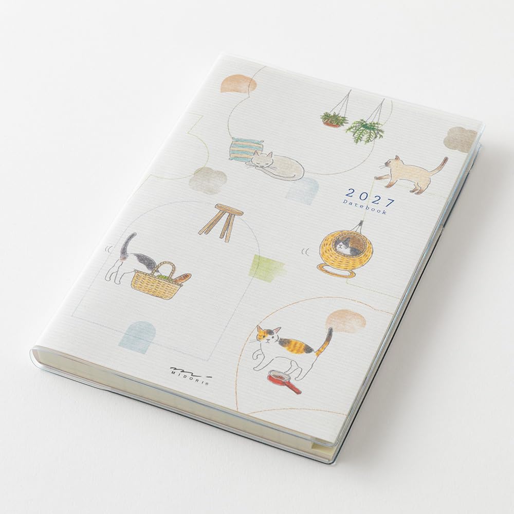 Midori Pocket Diary 2027 B6 Weekly Cat 22449006 January Planner, Pattern, (Starts 2027)