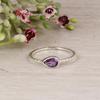 February Birthstone Jewelry, 925 Sterling Silver Teardrop Purple Gemstone Ring, Gift for Her, Anniversary Ring.