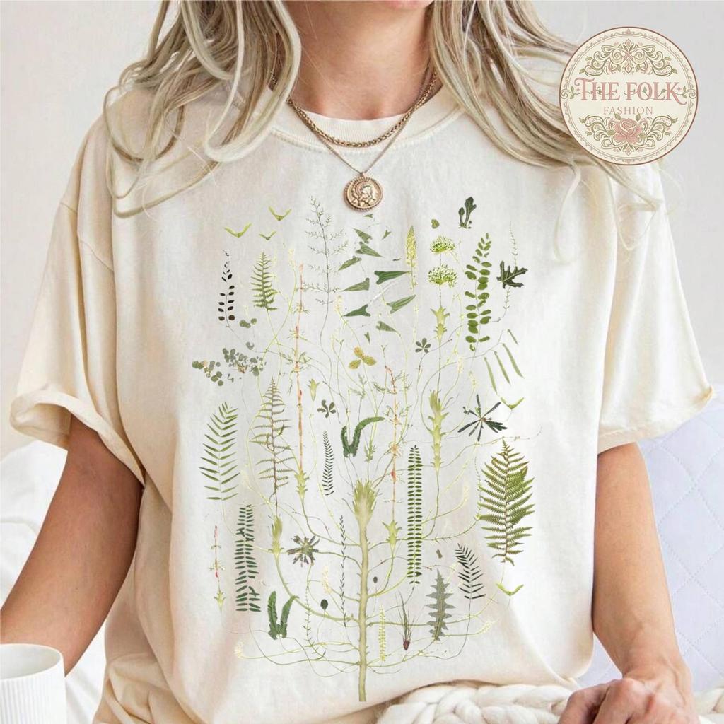 Vintage Fern Botanical Shirt, Forestcore Greenery Graphic Tee, Aesthetic Wild Plant Shirt, Comfort Colors Nature Shirt, Garden Lover Gift