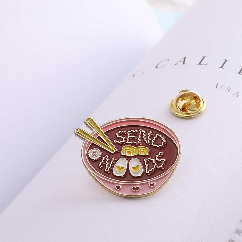 Whimsical Heart Egg Noodles Brooch Adorable Pink Alloy Badge For Style Personal