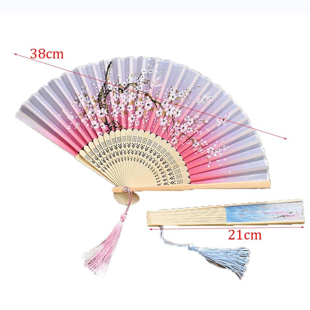 Bamboo Wooden Handmade Colorful Vintage Style Fan Crafts Dance Hand Fan Folding Fan Home Decoration