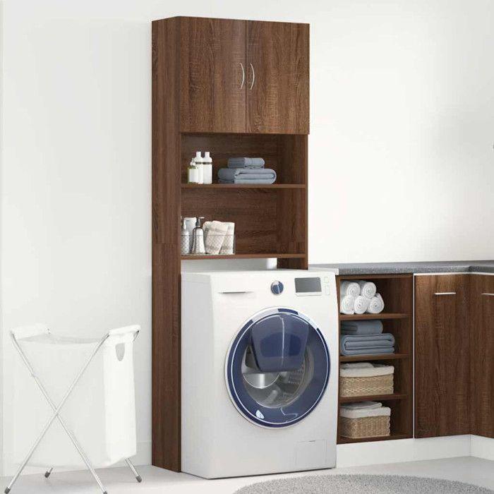 Meuble de machine à laver chêne marron bois d ingénierie