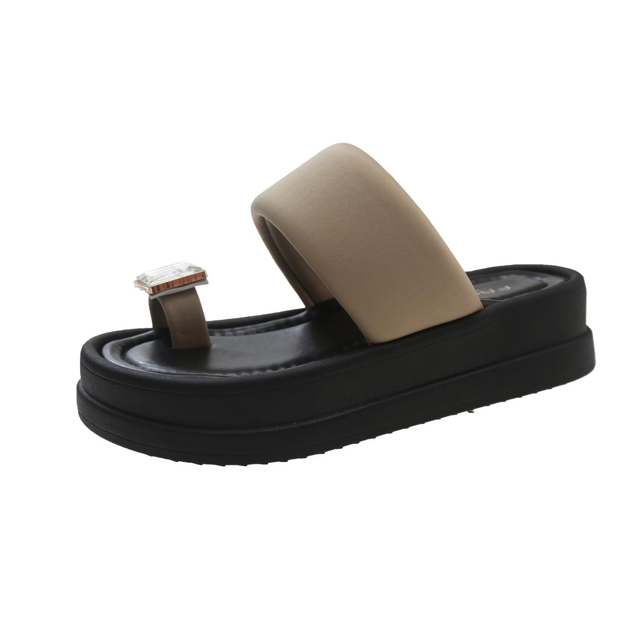 

Легкие сандалии Muffin Bottom для женщин, летняя одежда, новые модные универсальные сетчатые красные толстые нескользящие пляжные шлепанцы 40 хаки