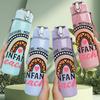 1PC Rainbow Infant Teacher Graphic,750ml Color Plastic Sports Water Bottle,Leakproof Flip Straw Lid,Suitable for Sports Office Home Use
