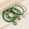 St.Patrick's Day Bracelets for Women Men Mutilayered Lucky Shamrock Charm Bracelet Green Leaf Hat Beaded Holiday Bracelet Irish Festival Party Jewelry