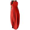 Plus Size Women’s Solid Color Round Neck Pocket Maxi Dress – Short Sleeve, Loose Fit