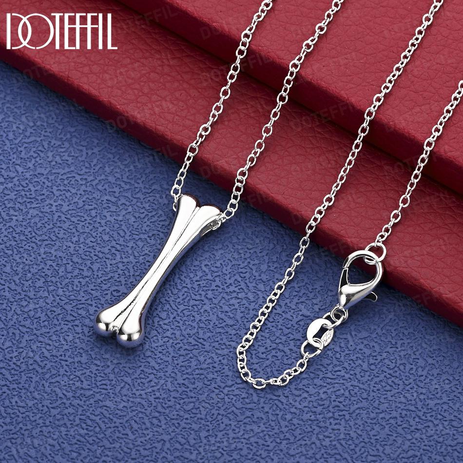 

925 Sterling Silver Geometric Pendant Necklace Wedding Jewelry 45CM