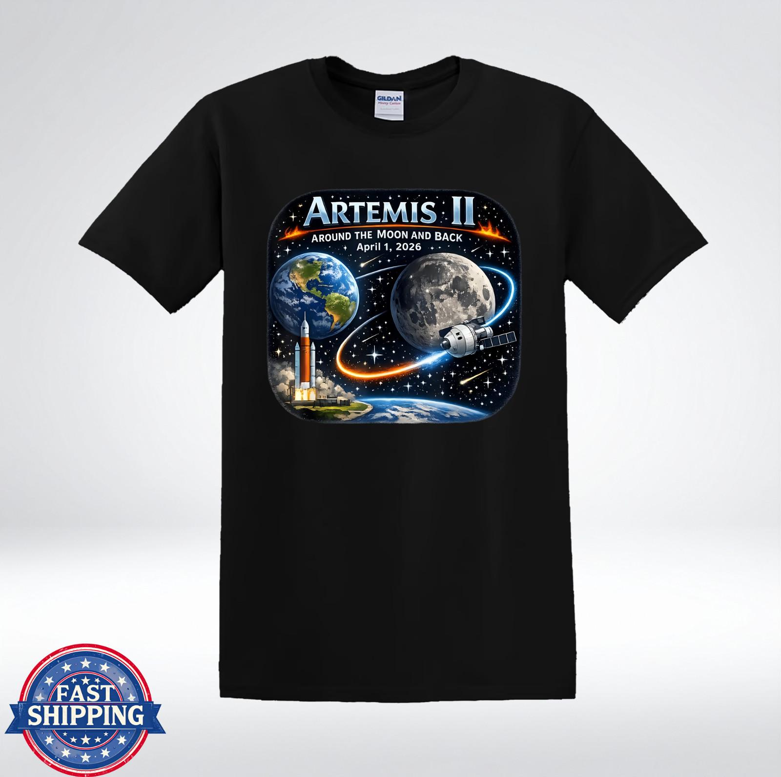 Artemis II Around The Moon And Back 2026 Space Mission T-Shirt S