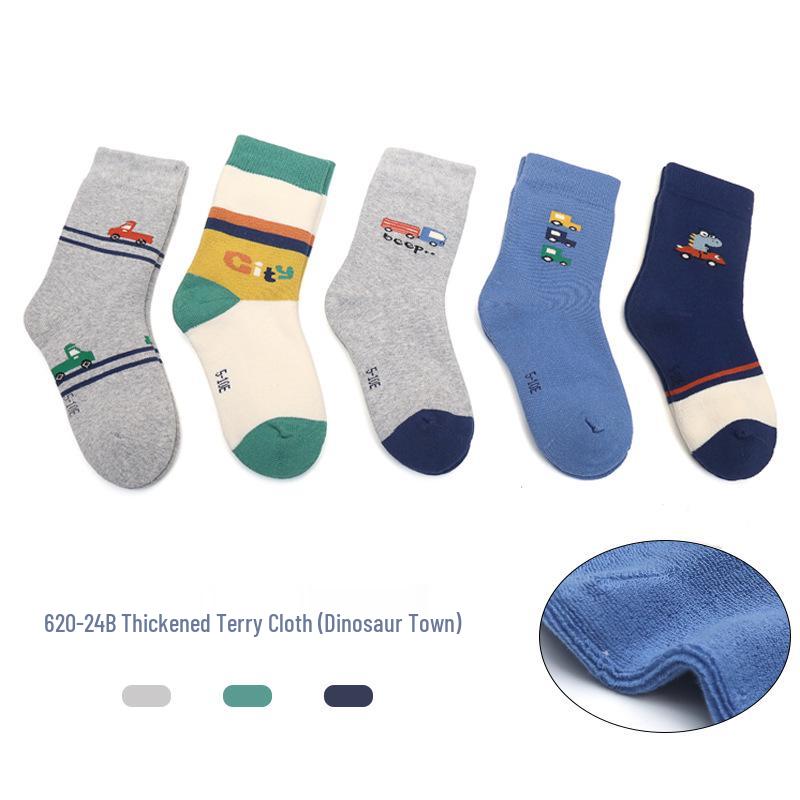 5-Pack Six-Finger Furry Loop Winter Socks: Thick Plush Rabbit Girl Mid-Calf Socks with Combed Cotton and Fleece 3-5 Years (Shoe Size 22-27)