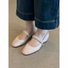 Cowhide version~ shallow leather flat bottom one-word buckle single shoes, new versatile casual commuting Mary Jane shoes, small leather shoes
