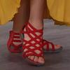 Summer Women Sandals Round Toe Hollow Wedges Sandals Casual Closed Toe Flat Rome Sandals Plus Size Leopard Sandalswer4