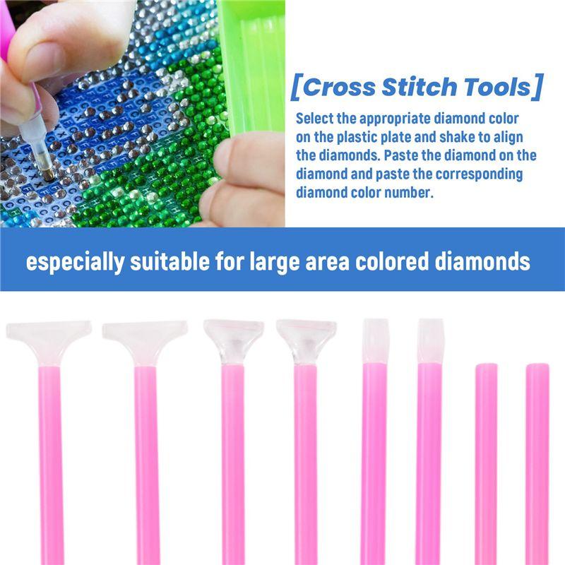A58Z 21Pcs Diamond Painting Cross Stitch Tool Kit Tray Sticky Pen Tweezers DIY Craft