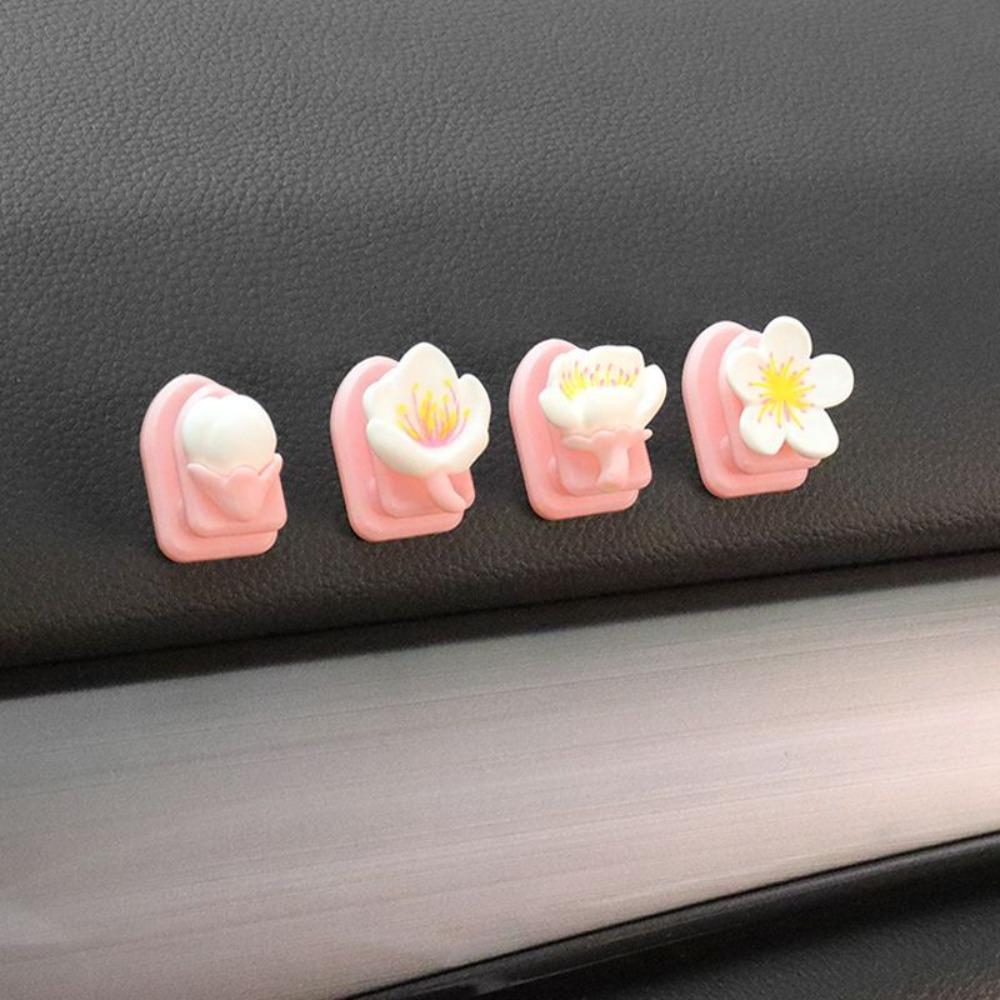 Peach Blossom Flower Car Small Hook Paste Style Car Hanging Hook Cartoon Car Hooks  Women Girl