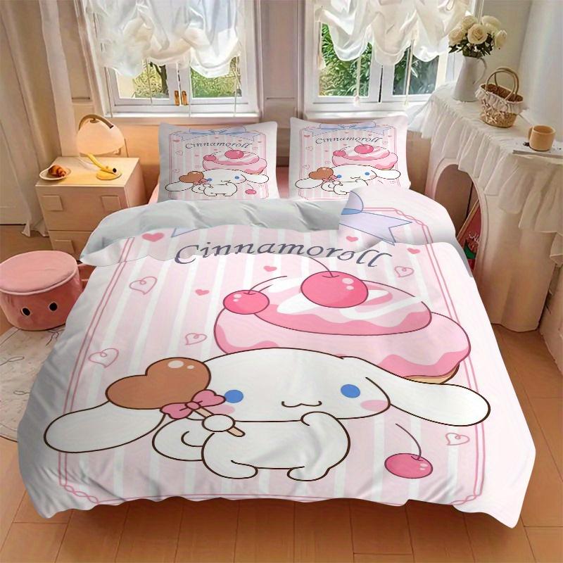 3pcs Sanrio Cherry Cake Cinnamoroll Bedding Set, Including 1 Quilt Cover and 2 Pillow Shams,Soft and Comfortable Home Bedroom.S066