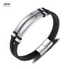 Simple Stylish Smooth Wristband With Engraved Letters Made Of Stainless Steel Double-layer Woven Leather Bracelet