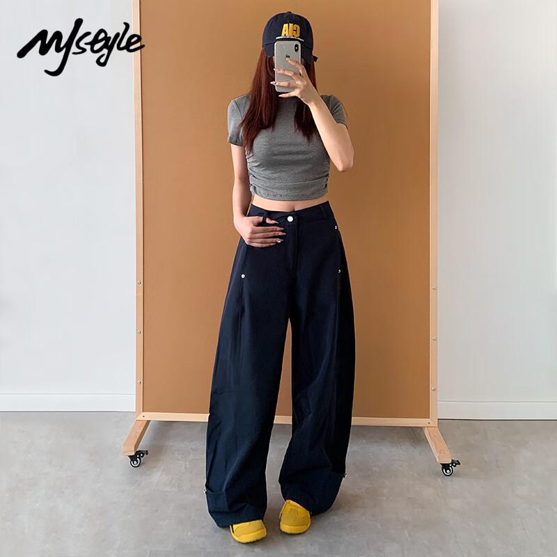 

MJ STYLE Women s High-Waisted Loose Fit Workwear Wide-Leg Pants L