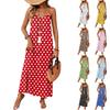 Vestido Maxi de Mujer sin Mangas con Lunares y Tirantes Finos Ajustables para Vacaciones de Primavera y Verano y Ropa para el Hogar