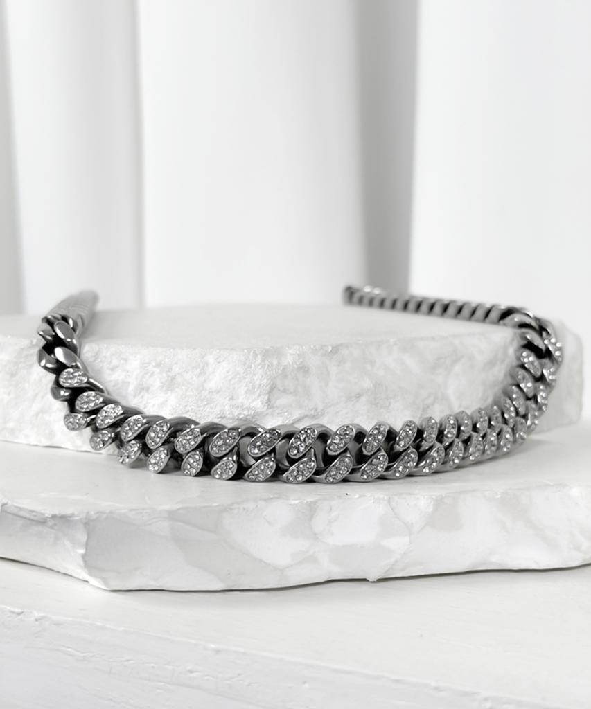 Blessed Bullet Ss-Ice Block Classic Chain Necklace_Silver/Black (Type A)