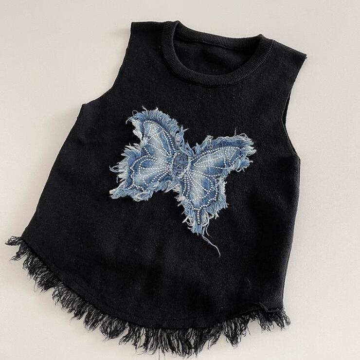 Summer Thai Style Niche Sweet and Spicy Butterfly Tank Top with Camisole for Women Wearing Short Sleeveless Tops