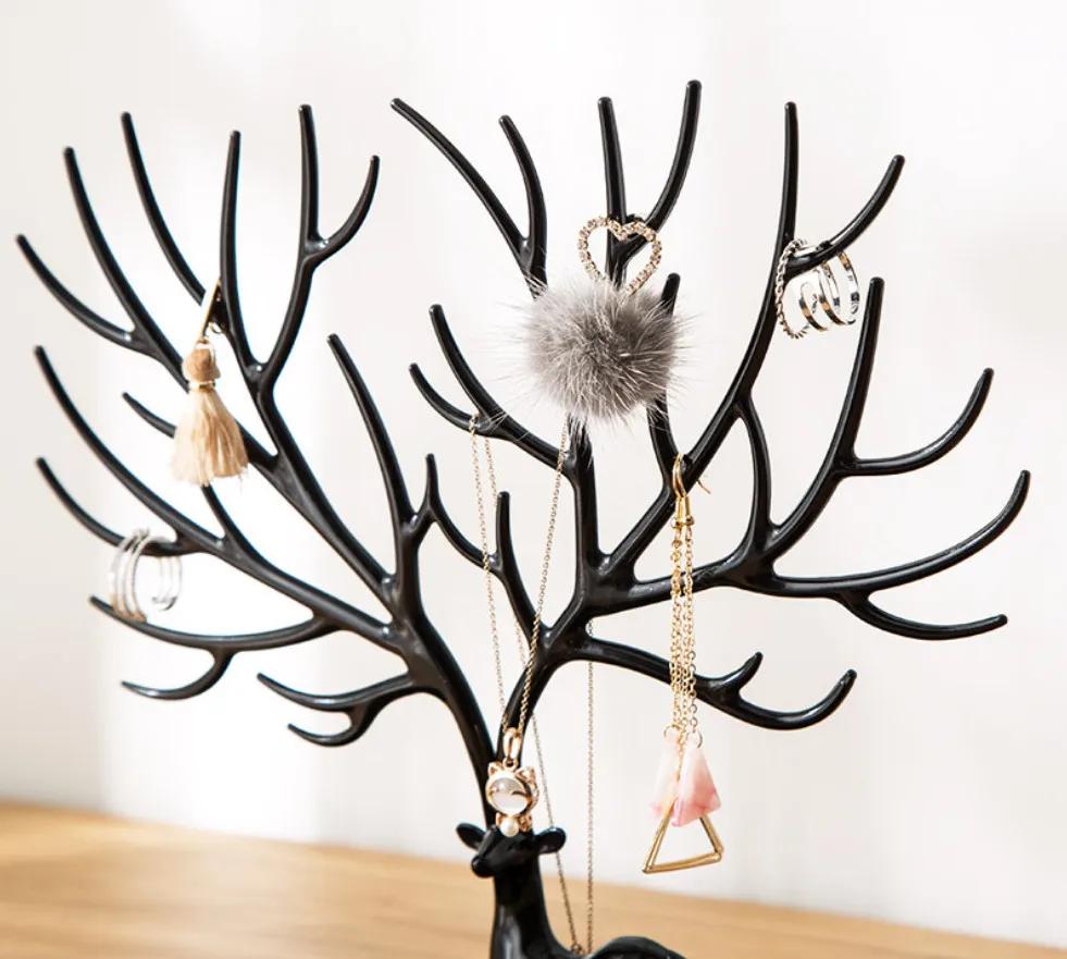 Plastic Antler Shaped Makeup Organizer Jewelry Box Ring Lipstick Rack Necklace Display Organizer