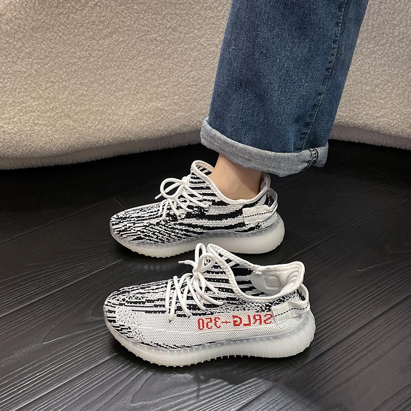 Spring and summer new coconut shoes women's 350 mesh breathable 2025 fly weaving light sports casual running net shoes tide