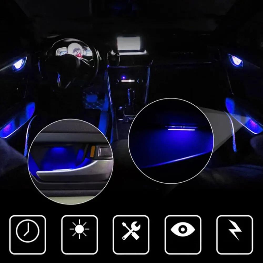 4Pcs Universal Car Armrest Interior Door Handle Lighting Car LED Car Inner Bowl Light Car Atmosphere Lamp Decorative Accessories