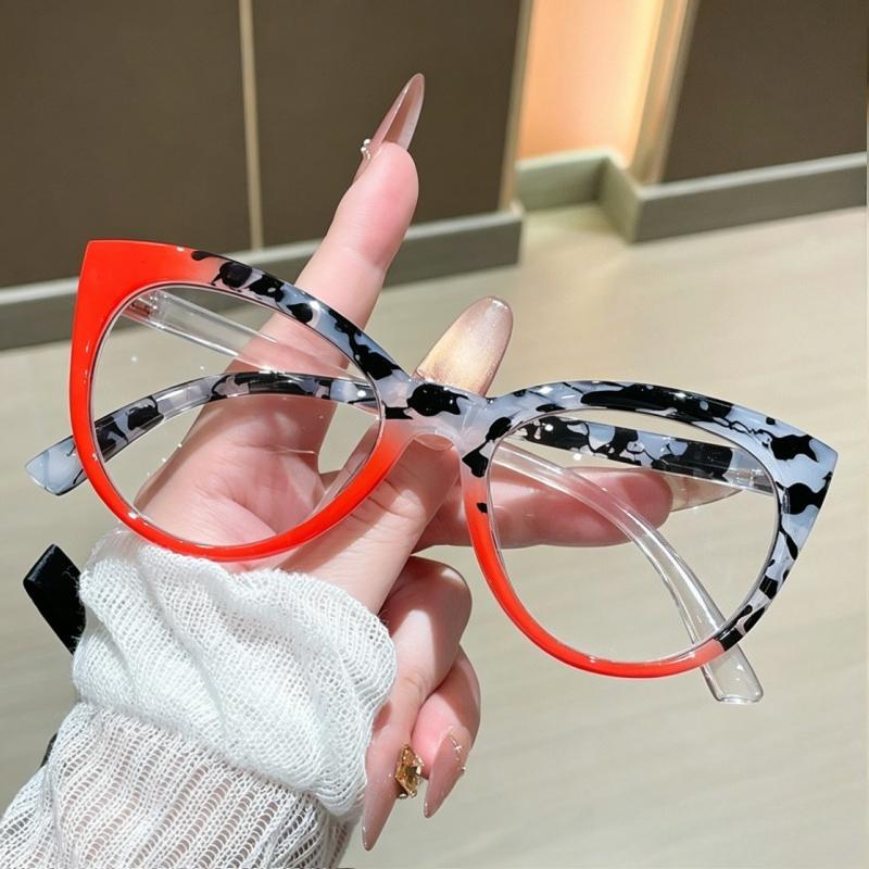 Women's INS Style Fashion Cat-Eye Presbyopia Glasses Two-tone Frames High-definition Trendy Reading Glasses Diopter 0 To +4.0