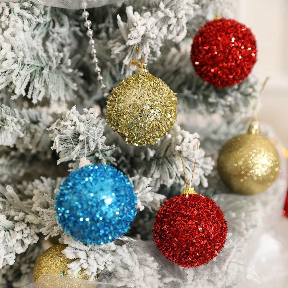 6Pcs/Set Creative Christmas Decoration Pendant Shiny Solid Color Xmas Tree Hanging Pendants Shatterproof 6cm