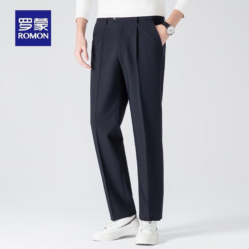 ROMON Men's Iron-Free Four-Way Stretch Straight Leg Dress Pants