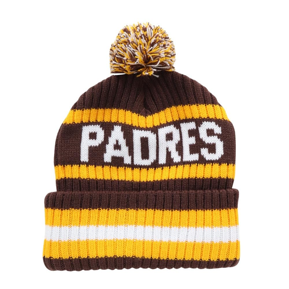 '47brand '47BRAND MLB Pom-Pom Knit Hat, Cuff Knit, SD Brown, Free Size, 47A-CFKN-B-BERNG21ACE-BW