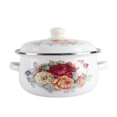 GOWKE königlicher Rosen-Emaille-Suppentopf