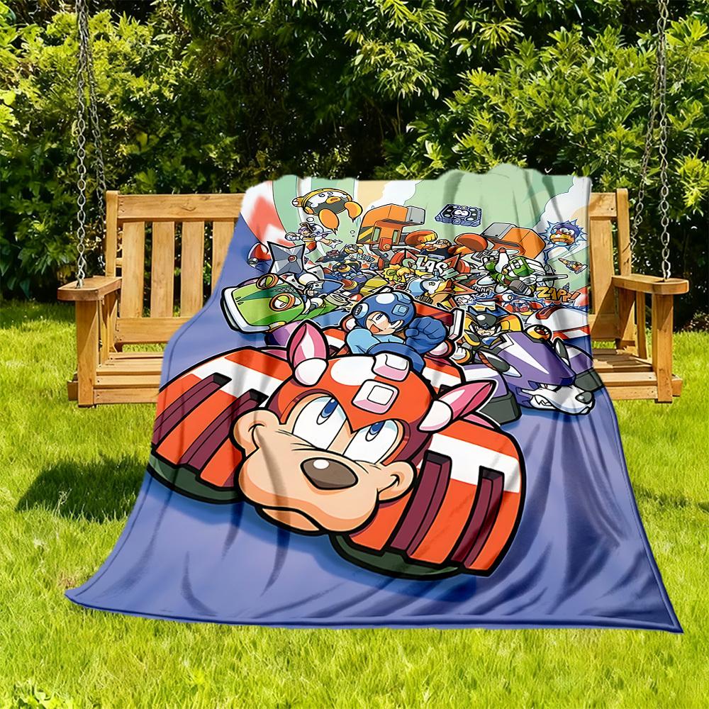 1PC Mega Man, Robotics Outdoor Blanket Lightweight Flannel, Soft & Warm, All-Season Use for Sofa, Outdoor, Camping, Living Room, Office17