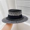 Summer Women's Straw Hat Ladies Luxury Fashion Sun Protection Beach Hat French Panama Bump Top Wide Brim Raff Cap