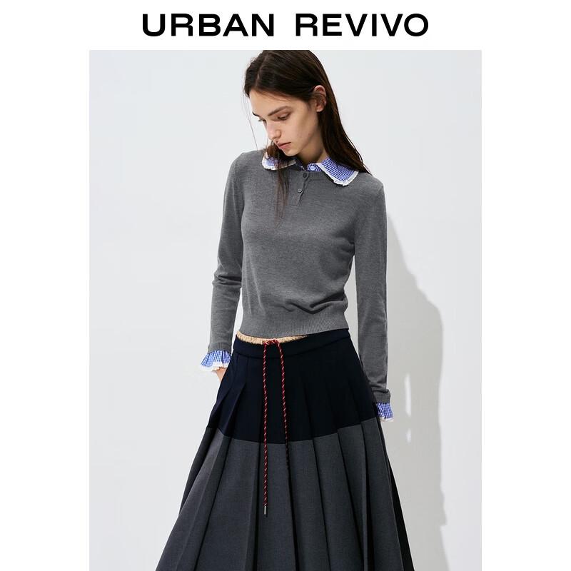 UR Women's Academia Plaid Faux Two-Piece Knit Sweater