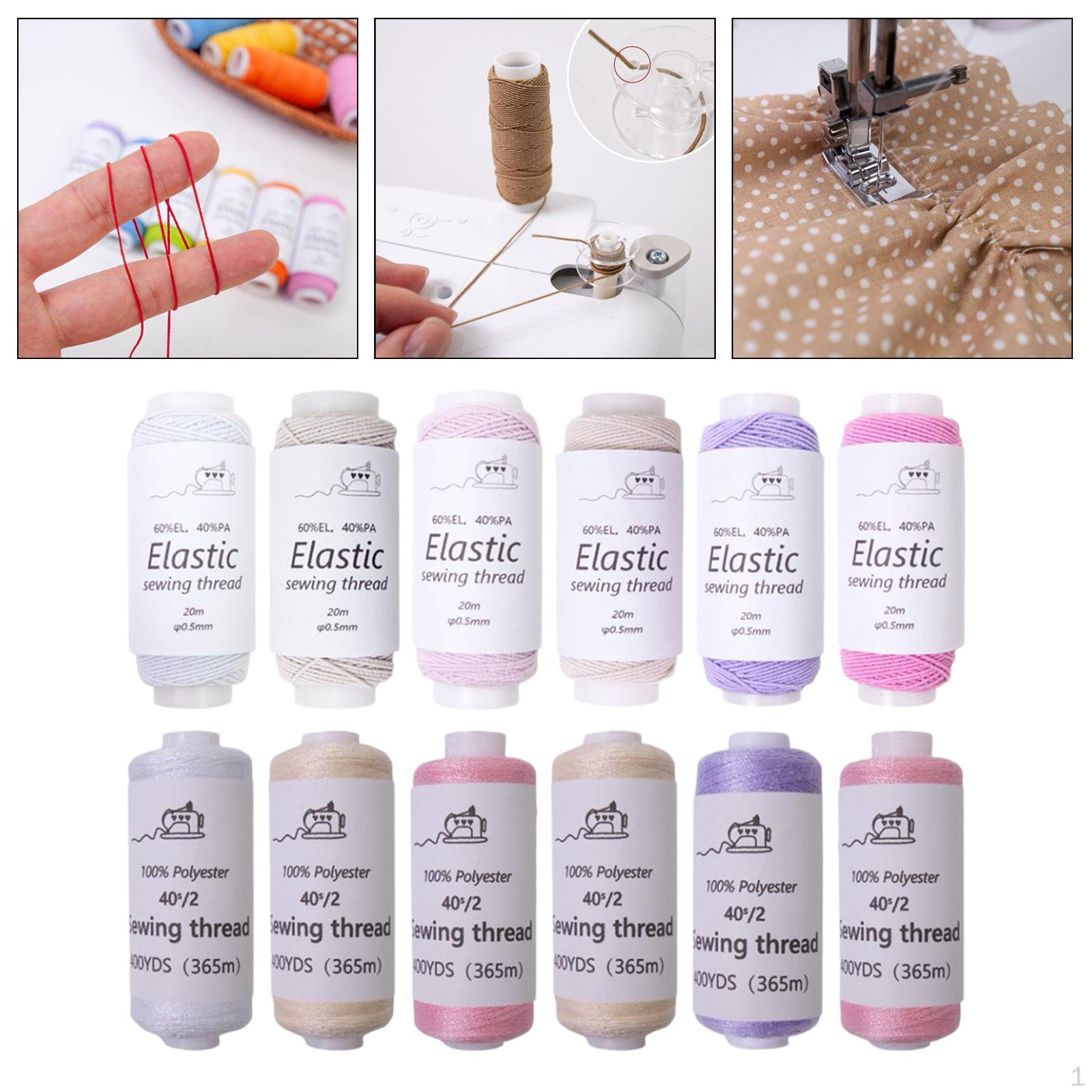 

12 шт. эластичных швейных ниток, набор для бисероплетения, эластичная нить для оверлока Pink and Purple