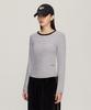 1993STUDIO W Striped Color Block Ribbed Long Sleeve_White
